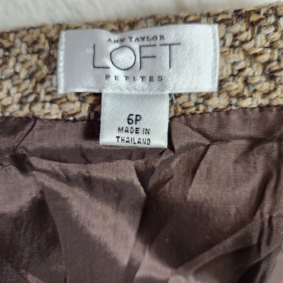 SIZE 6p Loft Skirt knee length Brown and tan color Ann Taylor LOFT - Picture 6 of 8